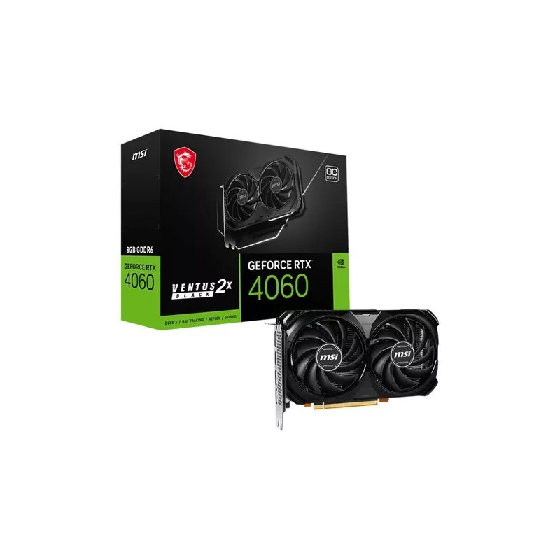 Placa de Video MSI RTX 4060 VENTUS 2X BLACK OC 8GB